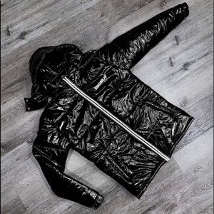 Kings Play Black Shiny Reflective Puffer Coat